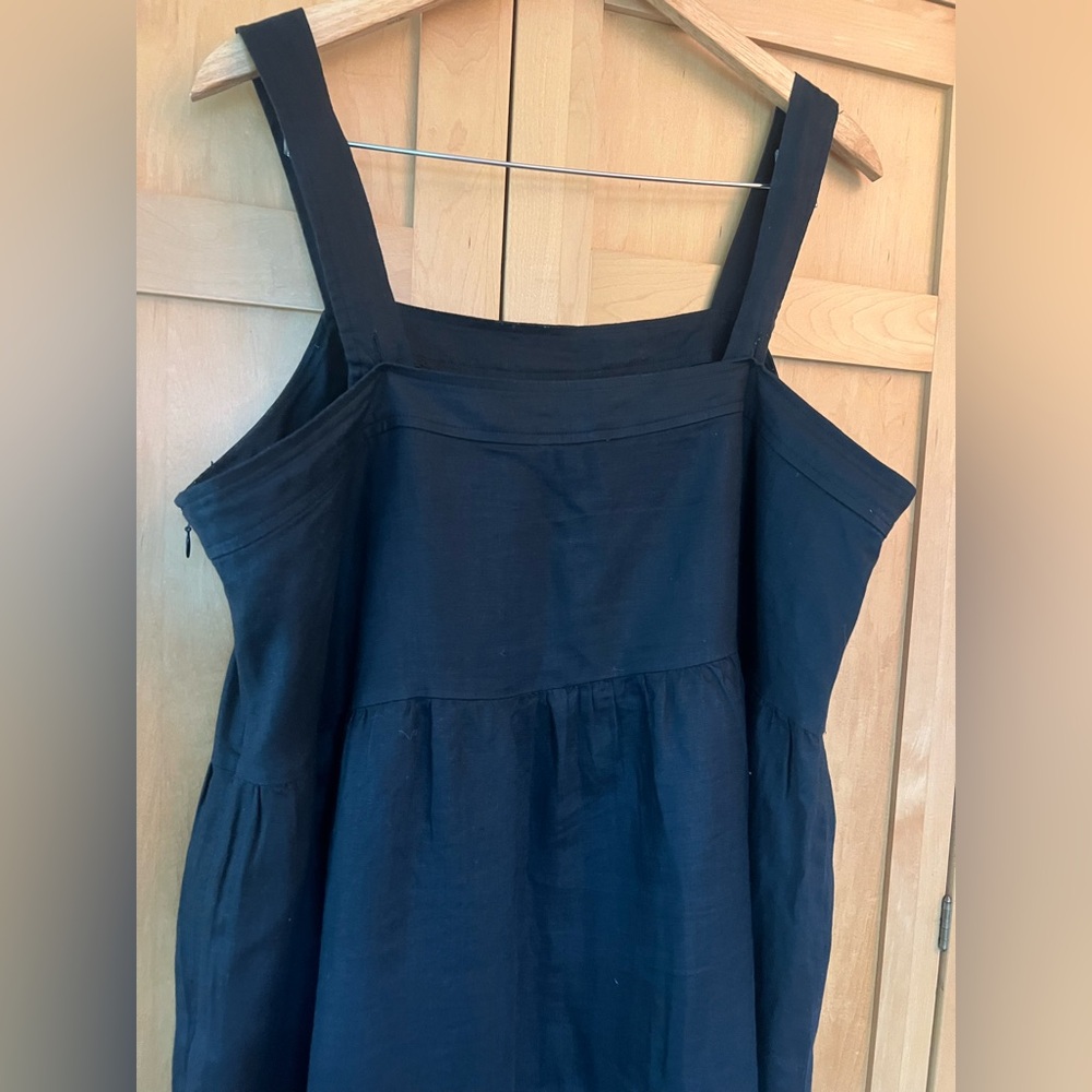 Eileen Fisher Black Linen Sleeveless Tiered Midi Dress - Picture 7 of 8